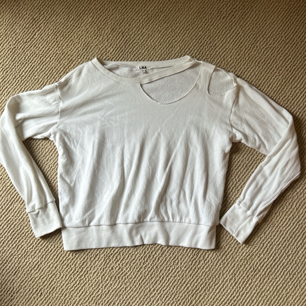 LNA Women's Cream Cutout Sweatshirt